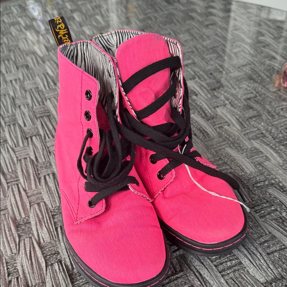 Dr. Martens Bright Pink Canvas Combat Boots
